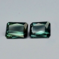 1.15 ct. Augenreines Paar grüne  Turmalin Baguettes