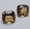 7.55 ct.  Schönes Paar  9 mm Cushion Brasilien Champagne Topase