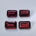 2.85 ct.  4 tolle rote 6 x 4 mm Oktagon Pyrop Granate