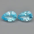 3.31 ct. Perfektes Paar 9 x 6 mm Brasilien Swiss Blue Topas Tropfen